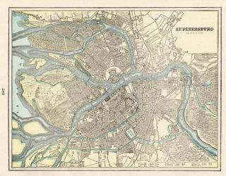 1900 Antique St Petersburg Map Vintage City Map Of St Petersburg Russia 6779