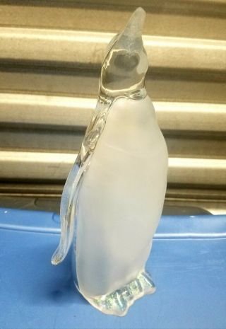 Vintage 9 " Lucite Penguin With Frosted Front