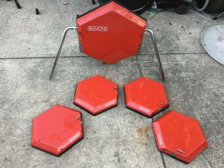 Vintage Simmons Sds8 Red Drum Set Pads - Bass Drum And 4 Toms