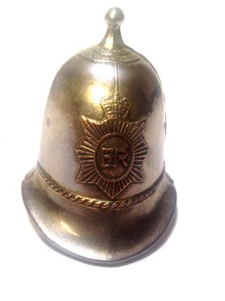 Uk Police British Bobby Police Helmet Bell Metal 1950s 60s Q Elizabeth 11