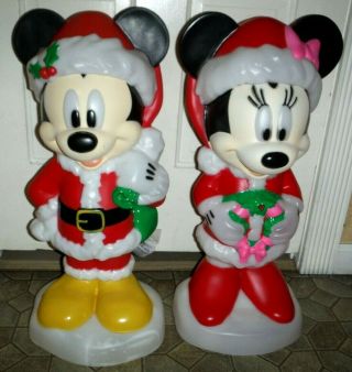 24 " Disney Minnie & Mickey Mouse Christmas Blowmold Lights Blowmold