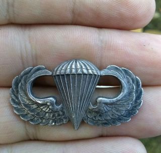 Vietnam Us Army Military Airborne Jump Wing Paratrooper Badge Sterling