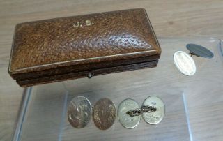 Vintage 9ct Hallmarked Gold Cufflinks 16.  4g Inscribed J S Mcd - C&f 375 Boxed