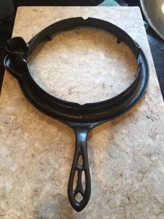 Griswold Cast Iron Waffle Iron Low Base No.  8 Fully Marked Fancy Handle Base Only