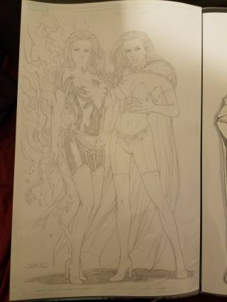 Tyler Kirkham Art Sketch Phoenix White Queen Commission 11x17 X - Men 101