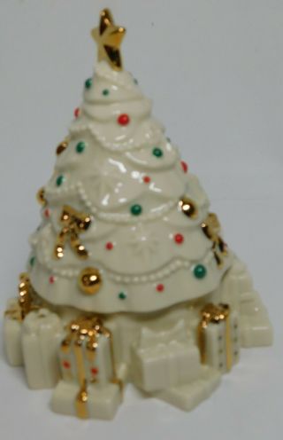 Lenox China Jewels O Christmas Tree Porcelain Gold Music Box Nib