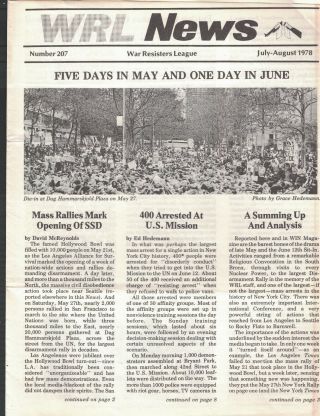War Resisters League July 1978 Wrl News 400 Arrested At Us Mission