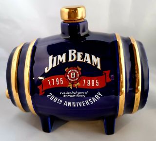 Jim Beam/i.  A.  J.  B.  B.  S.  C.  Ltd Ed 200th Anniversary Barrel Decanter Only Blue 1995
