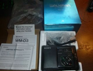 Vintage Sony Professional Walkman Wm - D3 With Strap Nos