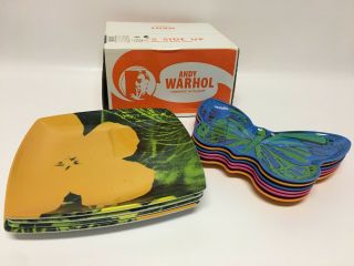 Andy Warhol Presidio Objects (butterfly / Square) Plates & Ice Cream Set