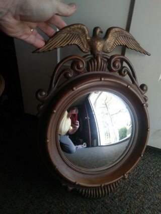 Vtg Federal American Eagle Cast Iron Brass Convex Sexton Wall Mirror 19 By 14