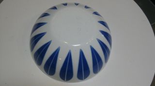 Vintage 8 " Enamel Ware Catherineholm Blue On White Lotus Bowl,  Mid - Century Mod