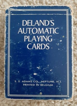 Vintage Delands Automatic Playing Cards Full Deck 2 Jokers 1913 Blue Backs