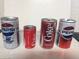 COCA COLA AND PEPSI COLA CANS 4 CANS ONE PRICE 2