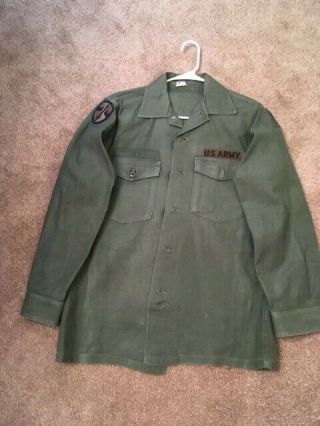 Vintage Us Army Green Sateen 2 - Shirt & 1 - Pants And 1 Pair 9r Jungle Boots