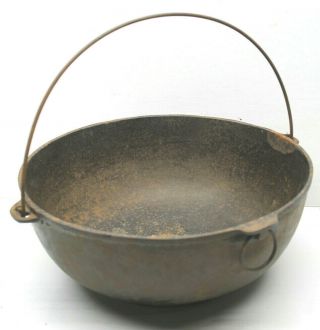 Wapak 4 Iron Kettle Vintage Cast Iron Usa Handled Cauldron 11 " Diameter 5 " Deep