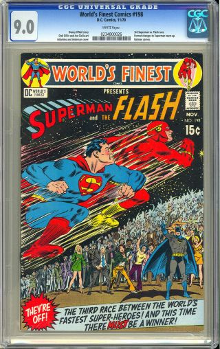 World’s Finest Comics 198 Superman Vs.  Flash Race Dc 1970 Cgc 9.  0