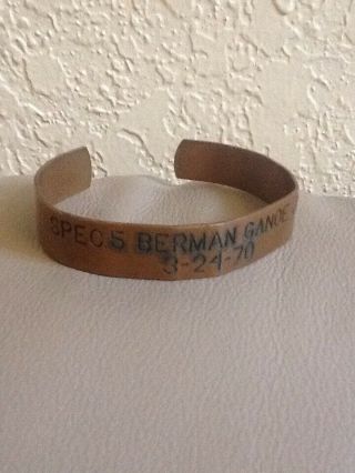 Vietnam War Pow Mia Copper Bracelet.  Spec.  5 Berman Ganoe Jr.