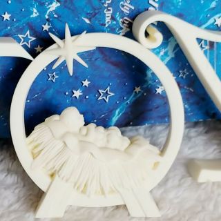 Roman Inc Millenium JOY Christmas 3pc Set Figurines Baby Jesus Angels Harp 3