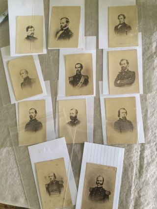 11 Civil War Cdv Generals,  Album Filler Old Photos Union Identified