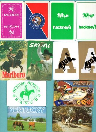 12 Single Swap Playing Cards Horses On Ads & Souvenirs Cowboys Ky Some Vintage