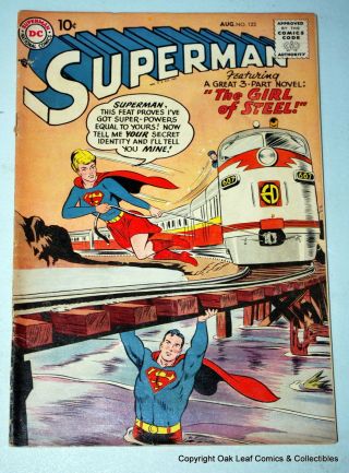Superman 123 Golden Age Dc Comic Book 1958 Vg Mega Key Pre Supergirl Tryout