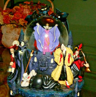 Disney Villains Snow Globe Chernab Evil Queen Maleficent Cruella Ursella Musical