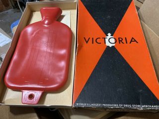 Vintage 1960s Rexall Victoria Hot Water Bottle R525 Red 2 Quart