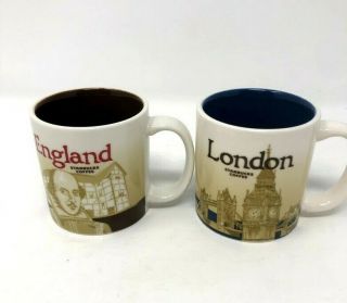 Starbucks London & England 3 Oz Espresso Coffee Mini Mugs Cups Set Of 2