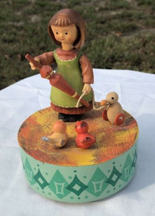 Anri Music Box - Plays “the Most Girl” Hand Crafted & Painted - Italy
