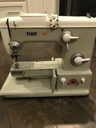 Vintage Pfaff 362 Heavy Duty Sewing Machine W/original Instruction Book And Case