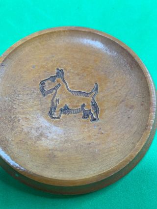 Vintage Scotty Scottie Scottish Terrier Hand Carved Wooden Coaster Dog Companion