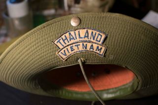 Vietnam/thailand O.  D.  Bush/boonie/jungle Hat With Insignia /patches