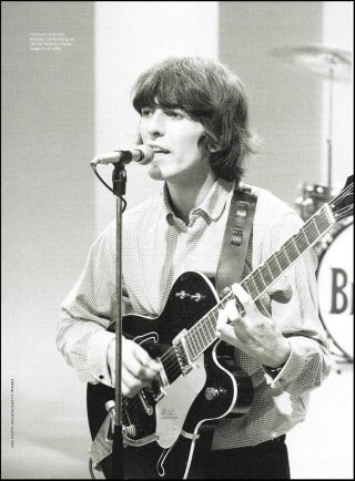 Beatles George Harrison With 1962 Gretsch Chet Atkins Guitar B/w Pin - Up Photo