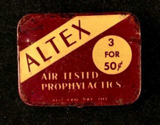 Vintage Altex Condom Prophylactics Tin Rare Old Advertising Metal 1950s