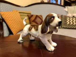 Vintage Basset Hound Dog Figurine Porcelain Japan
