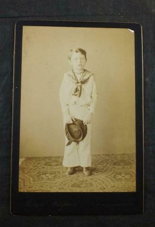 Orig 19th C Cabinet Card Portrait Boy Sailor,  Baron Hillfried,  China & Japan