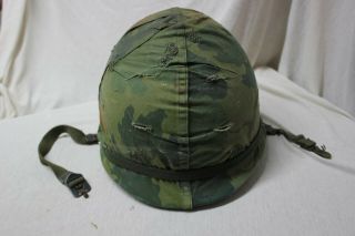 Us Military Issue Vietnam Era M1 Helmet With Liner Mitchell Pattern Cover A60