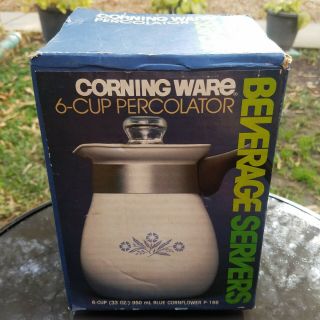 Corelle Corning Ware P - 166 Stovetop Percolator 6 Cup Coffee Pot Cornflower Blue 2