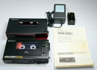 Vintage Sony Walkman Professional Model Wm - D6c W/ Case And Ac Adapter