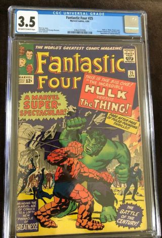 Fantastic Four 25 Cgc 3.  5 Classic Cover/2nd Appearance Silver Age Cap.  Amer.