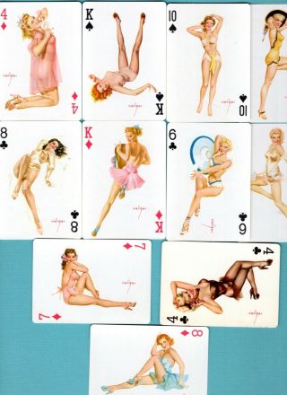 11 Single Swap Playing Cards Sexy Pinup Girl Risque Lady Vargas Art Wide Vintage