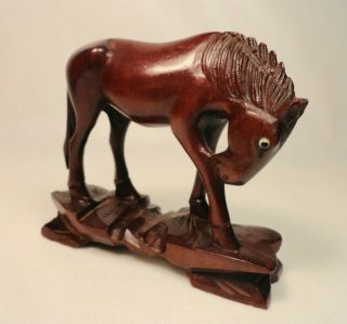 Vintage Hand Carved Wooden Horse Sculpture Great Details Soft Rich Patina