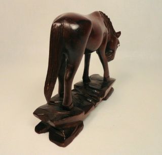 Vintage hand carved wooden Horse sculpture great details soft rich patina 3