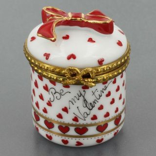 Rochard Limoges France Hand Painted Hearts " Be My Valentine " Trinket Box