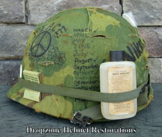 Vietnam M - 1 Helmet & liner Mitchell Camo Cover 