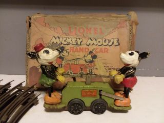Vintage 1930s Lionel Mickey Mouse Hand Car Wind Up Toy