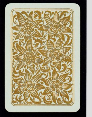 1 Wide Swap Playing Card English Lacquer Gilt Gold Flowers On Green C1899