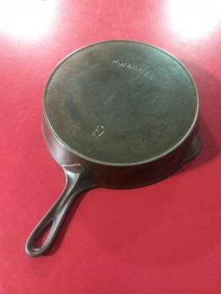 Early “wagner” Cast Iron Skillet - 9 With Heat Ring And Arch Logo Seasoned