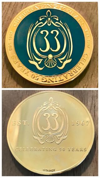 Disneyland Club 33 Challenge Coin 50th Anniversary - In Package Disney Rare
